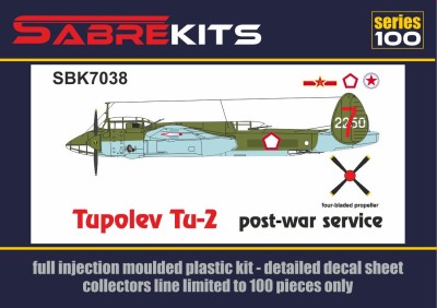 Sabre Kits SBK7038 Tupolev Tu-2 (China, Indonesia, North Korea)ex-ICM, new (3D-Printed) 4-blade props 1/72