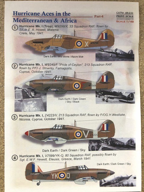 Print Scale 48232 Hawker Hurricane Africa Aces Part 4 1/48