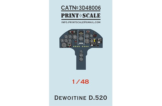 Print Scale PSM48002 Dewoitine D. 520 mask +decal+3D decal Dewoitine D. 520, No. 73/10 flown by Adj Andre Carrier of 2 Escadrille, GC I/3 Armee de L'Air, Wez-Thuizy, May 1940 1/48