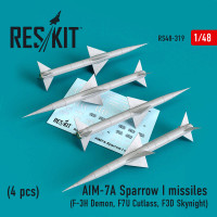 Reskit RS48-0319 AIM-7A Sparrow I missiles (4pcs) (F-3H Demon, F7U Cutlass, F3D Skynight) AZ models, Hobby Boss, Tamiya, Hobbycraft 1/48
