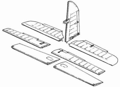 CMK 4006 Me 410 B - control surfaces set for REV - MON 1/48
