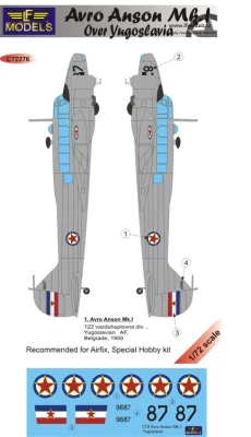Lf Model C72276 Decals Avro Anson Mk.I over Yugoslavia 1/72