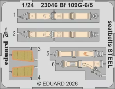 Eduard 23046 SET Bf 109G-5/6 seatbelts STEEL (AIRF) 1/24