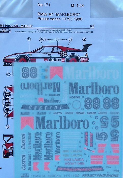 Reji Model 171 BMW M1 Marlboro Procar series 1979/1980 1/24