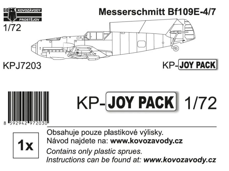 Kovozavody Prostejov J7203 Bf 109E-4/7 (no decals&instr.) KP-JOYPACK 1/72