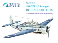 Quinta studio QD48359 TBF-1 Avenger (Academy) 3D Декаль интерьера кабины 1/48
