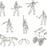 HAT 8007 Napoleonic Prussian Artillery. 4 cannon with 24 crew, 4 pack horses and 12 interchangeable barrels. 1/72