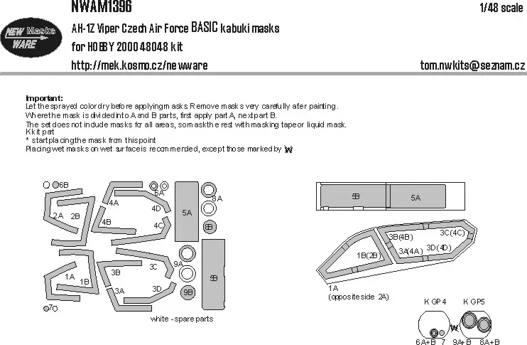 New Ware M1396 Mask AH-1Z Viper Czech AF BASIC (H.2000) 1/48