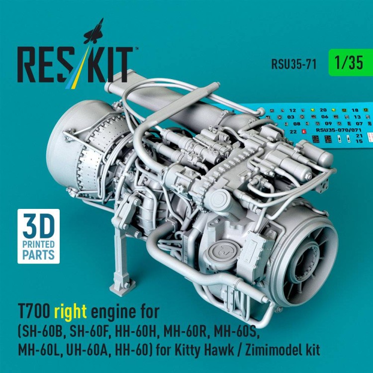 Reskit RSU35-071 T700 right engine (KITTYH/ZIMI) 1/35