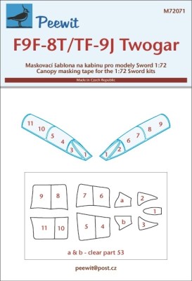 Peewit PW-M72071 1/72 Canopy mask F9F-8T/TF-9J Twogar (SWORD)