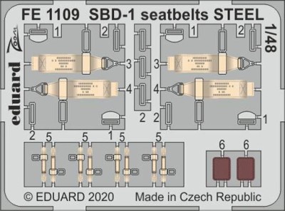 Eduard FE1109 1/48 SBD-1 seatbelts STEEL (ACAD)