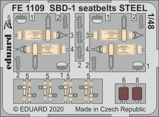 Eduard FE1109 1/48 SBD-1 seatbelts STEEL (ACAD)
