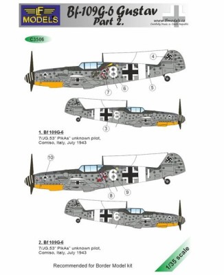 Lf Model C3506 Decals Bf-109G-6 Gustav part II. (BORDER) 1/35