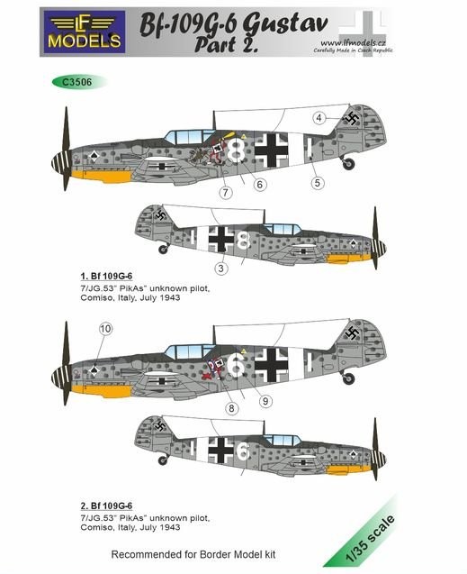 Lf Model C3506 Decals Bf-109G-6 Gustav part II. (BORDER) 1/35