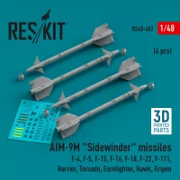 Reskit 48482 AIM-9M 'Sidewinder' missiles (4 pcs.) 1/48