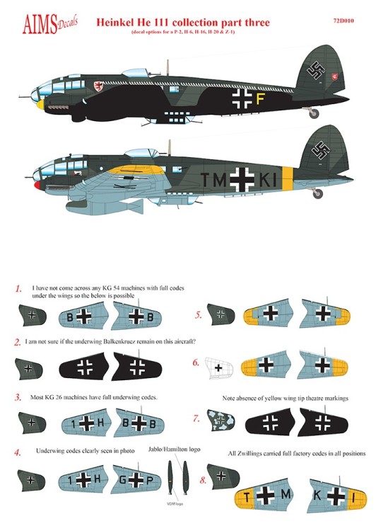 Aims AIMS72D010 Heinkel He-111 collection Part 3. (8) 1/72