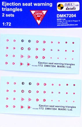 4+ Publications 72004 1/72 Decals Eject.seat warning triangles (2 sets)
