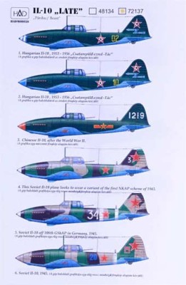 HAD 72137 Decal IL-10 Late (Hungary, China, Soviet AF) 1/72