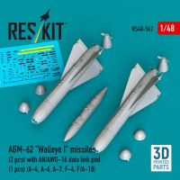 Reskit 48562 AGM-62 Walleye I w/ AN-AWG-16 pod (3 pcs.) 1/48