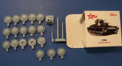 A-resin 35023 СМК: катки, маска и стволы орудий, ДШК 1/35
