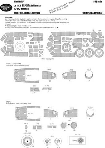 New Ware NWA-M0567 1/48 Mask Ju-88C-6 EXPERT (ICM 48238)