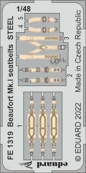 Eduard FE1319 Beaufort Mk.I seatbelts STEEL (ICM) 1/48