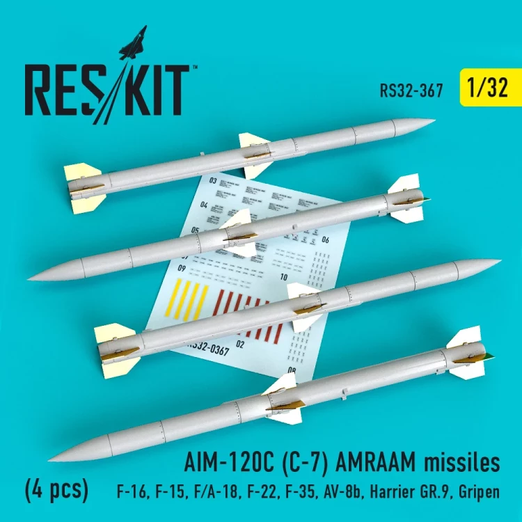 Reskit 32367 AIM-120C (C-7) AMRAAM missiles (4 pcs.) 1/32