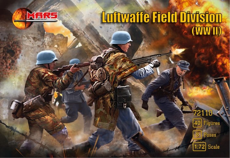 Mars MAR72110 Luftwaffe Field Division infantry (WWII) 40 figures in 8 poses 1/72