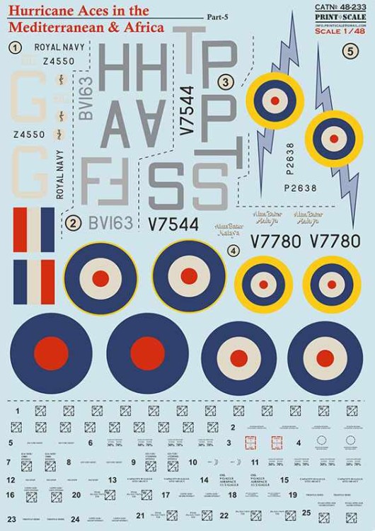 Print Scale 48233 Hawker Hurricane Aces in the Mediterranean & Africa Part-5 / 48-233 / 1/48
