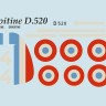 Print Scale PSM48003 Dewoitine D. 520 mask +decal+3D decal / Dewoitine D. 520 with 1AC. 1AC fought the Allies during the Syria–Lebanon campaign 1/48