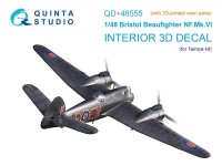 Quinta Studio QD+48555 Bristol Beaufighter NF.Mk.VI (Tamiya) (с 3D-печатными деталями) 3D Декаль интерьера кабины 1/48