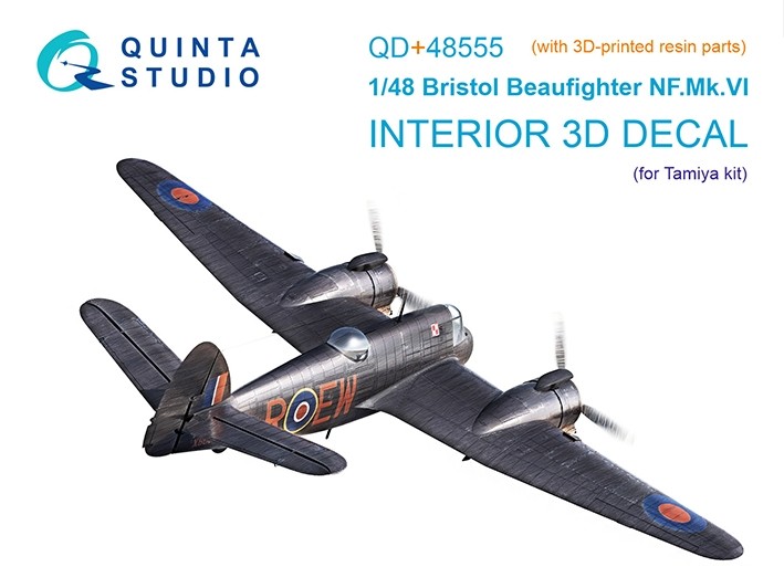 Quinta Studio QD+48555 Bristol Beaufighter NF.Mk.VI (Tamiya) (с 3D-печатными деталями) 3D Декаль интерьера кабины 1/48