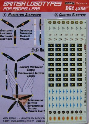 Kora Model DEC4886 British logotypes for propeller декали 1/48