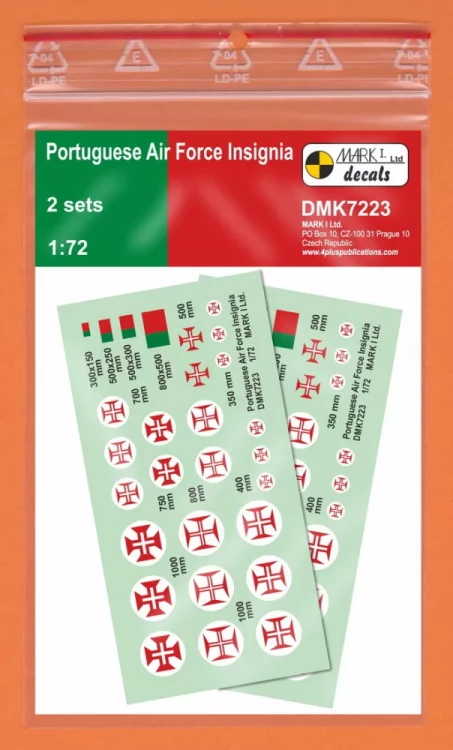 4+ Publications DMK7223 Decals Portuguese AF Insignia (2 sets) 1/72