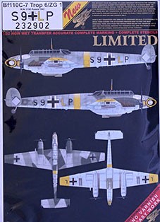 HGW 232902 Decals Messerschmitt Bf 110 C-7 Trop 1/32