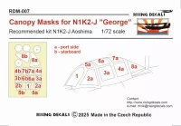 Rising Decals DM-007 Canopy mask for N1K2-J 'George' (AOSHIMA) 1/72