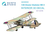 Quinta studio QD48402 Gloster Gladiator MKII (I Love Kit) 3D Декаль интерьера кабины 1/48