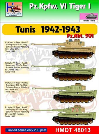 Hm Decals HMDT48013 1/48 Decals Pz.Kpfw.VI Tiger I Tunis 1942-1943