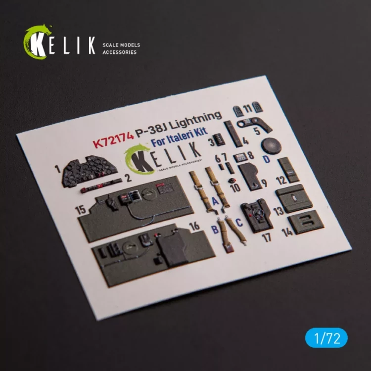 Reskit K72174 P-38J 'Lightning' - interior 3D decal (ITAL/A 1/72
