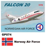 Mach 2 MACHGP074 Dassault-Mystere Falcon 20 Decals Norway Air Force 1/72