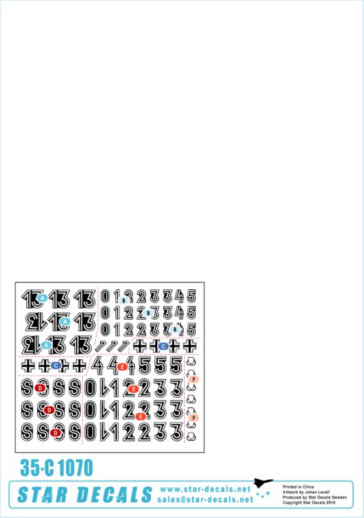 Star Decals 35-C1070 Generic turret numbers and insignias etc for 1943-44 (incl. Kursk). Pz.Kpfw.VI Tigers of LSSAH. 13./SS-Pz-Regiment LSSAH 1/35