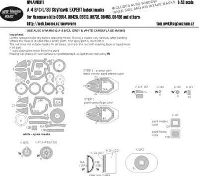 New Ware NWA-M0311 1/48 Mask A-4 B/C/L/SU Skyhawk EXPERT (HAS)