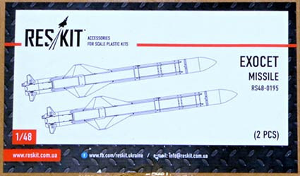 Reskit RS48-0195 Exocet missile - 2 pcs. (KIN,KITTYH,AIRF) 1/48