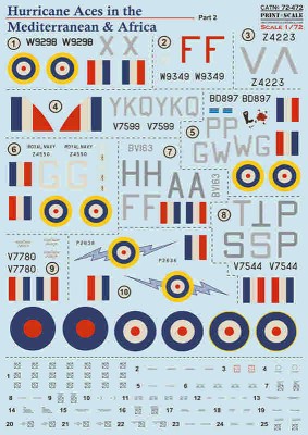 Print Scale C72472 Hurricane Aces MTO &amp; Africa - Part 2 (decal) 1/72