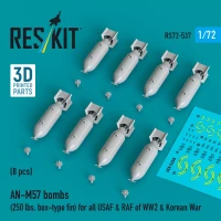 Reskit 72537 AN-M57 bombs 250 lbs., box-type fin (8 pcs.) 1/72