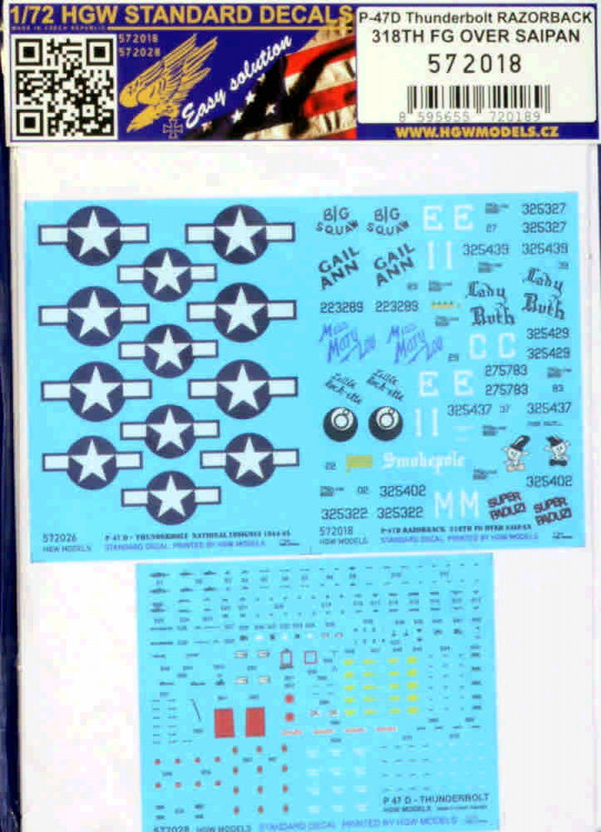 HGW 572018 Decals P-47D Thunderbolt 318th FG over Spain 1/72