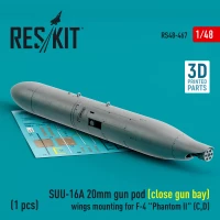 Reskit 48467 SUU-16A 20mm gun pod (closed) wings mounting 1/48