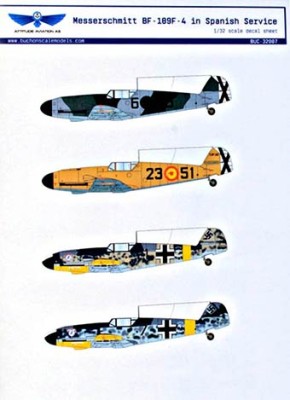 Attitude Aviation As BUC-32007 1/32 Decal Bf 109F-4 in Spanish service