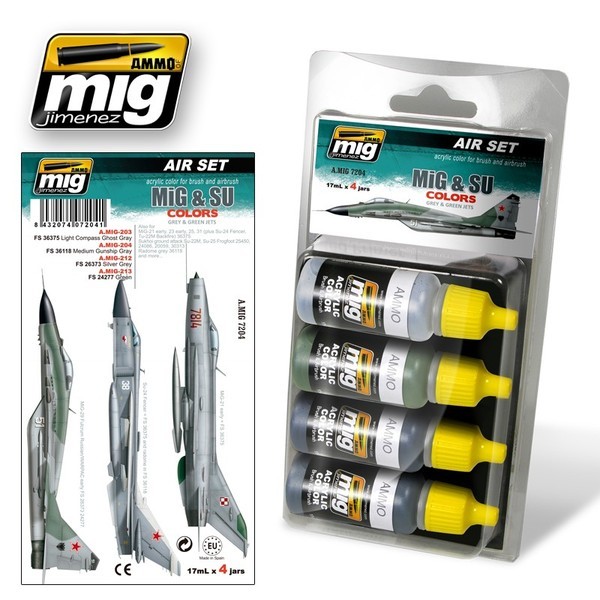 Ammo Mig 7204 Набор красок Серые цвета самолётов типа МиГ и Су