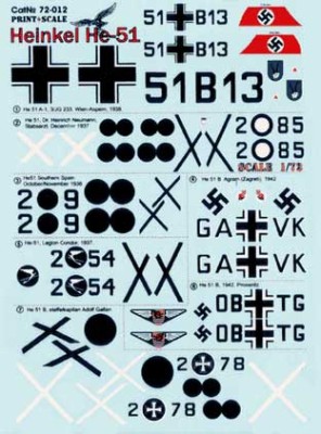 Print Scale 72-012 Heinkel He-51 1/72